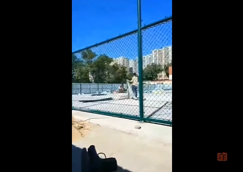 Sports Field Chain Link Fence Is Being Installed