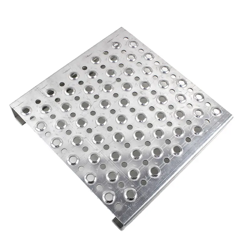 Punched anti skid plate stainless steel alligator holes for pedals