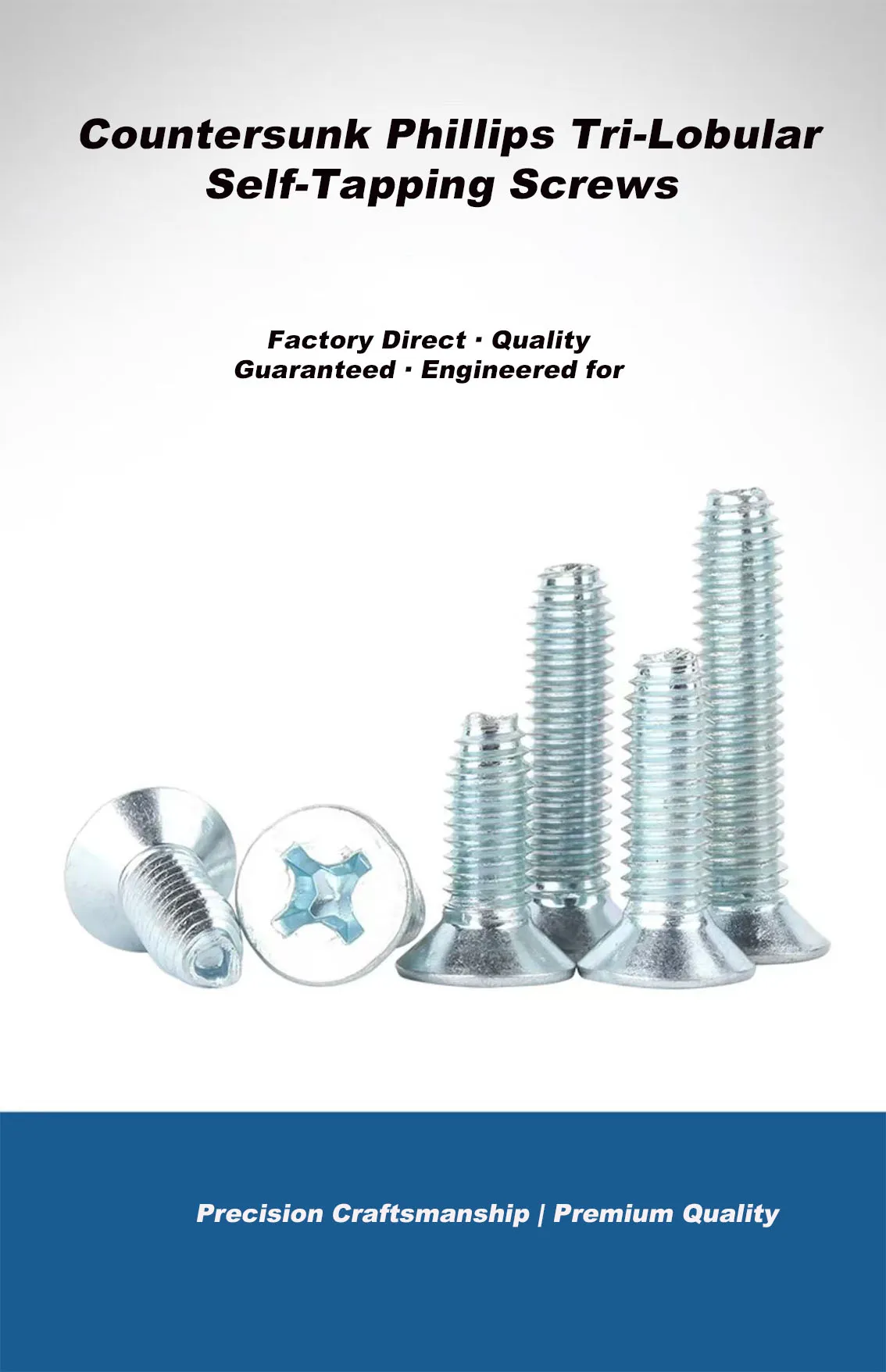 Countersunk Phillips Tri-Lobular Screw | Self-Tapping | Zinc