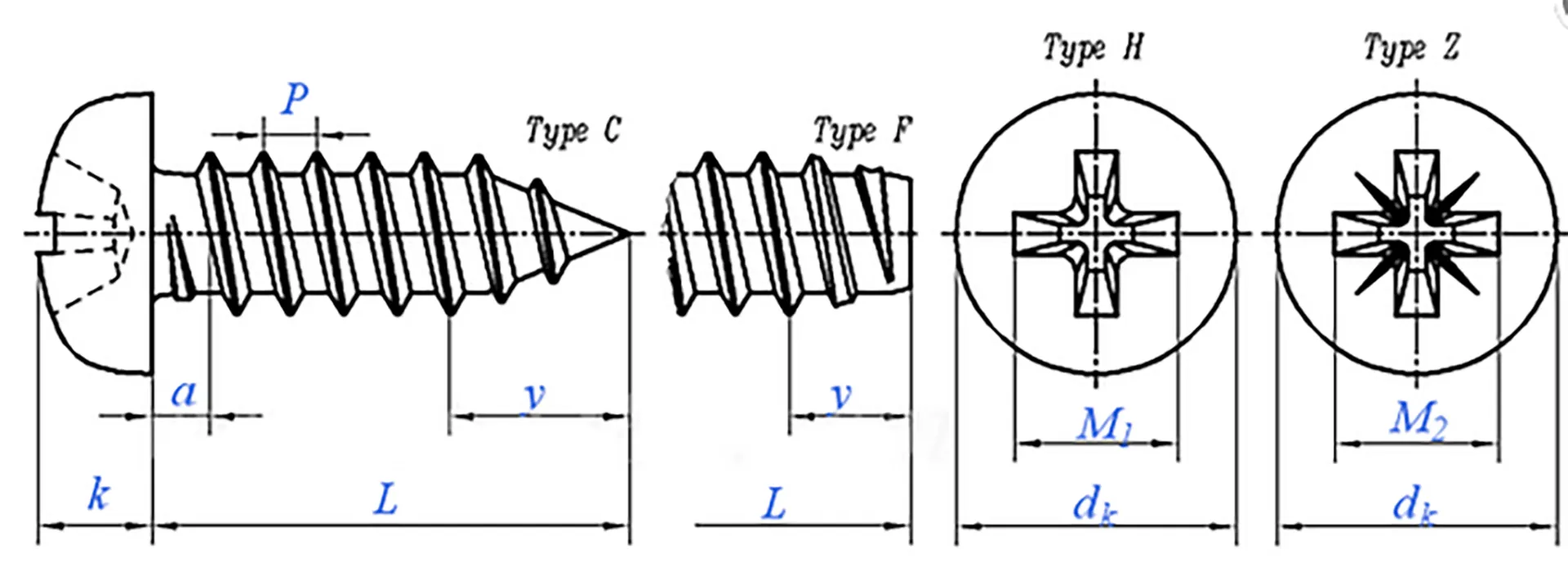 Stainless Steel Pan Head Self-Tapping Screws | Cross Recess | No Pre-Drilling | GB845 Standard