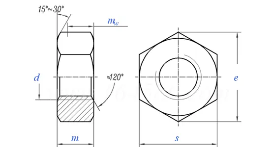 Stainless Steel 304 Hex Nuts DIN934 A2-70 Grade (ISO4032)