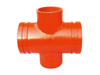 FM/UL Approved Ductile Iron Grooved Reducing Cross for Fire Protection Systems