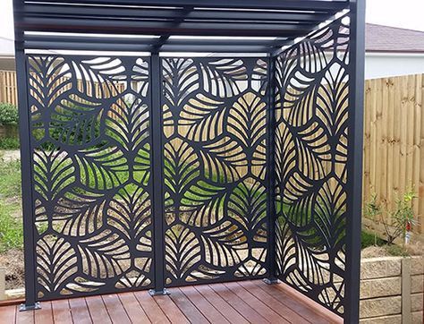 Laser cut metal outdoor privacy screen