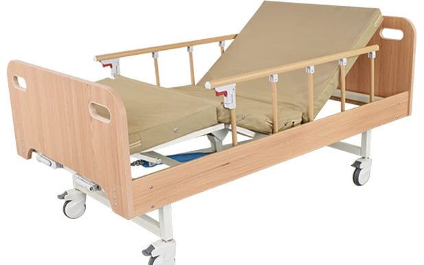 Manual Two-Function Hospital Bed with Headboard and Footboard, Includes Mattress