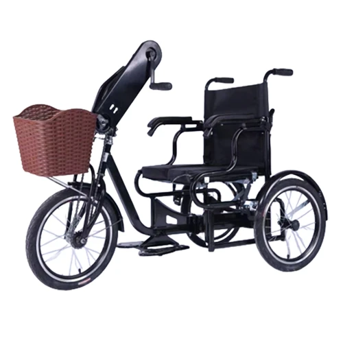 Hand-cranked Tricycle Disabled Elderly Care Training Tricycle Upgraded Foldable Black Hand-cranked Wheelchair Scooter