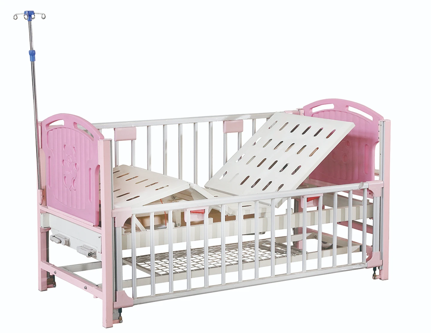 Mlti-function Manual Infant Care Cart With Four Wheels Double Rocker Medical Child Bed