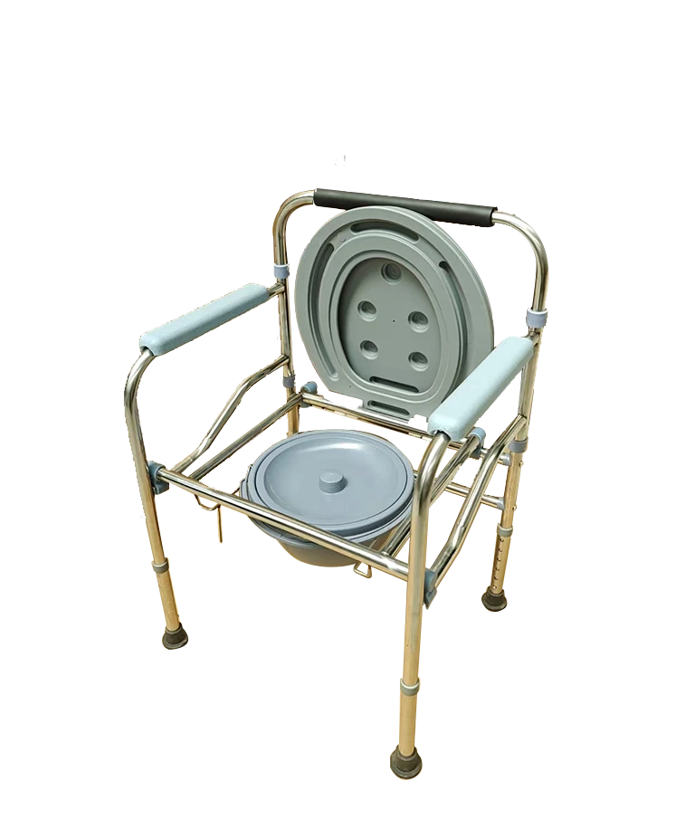 Wholesale Folding Mobile Commode Chair Wheels Disabled Elderly Adults Toilet Bucket Bathroom Safety Equipment for Rehabilitation