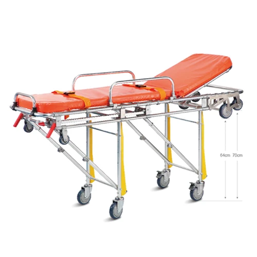 First Aid Aluminum Alloy Aid Rescue Cart Automatic Loading Ambulance Hospital Stretcher with Wheels