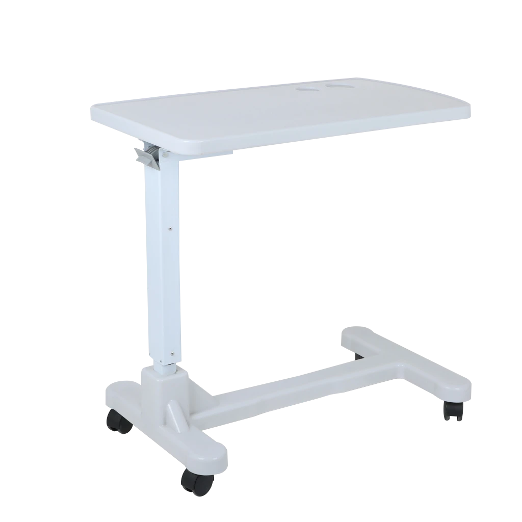Movable ABS Metal Hospital Trolley Overbed Dining Table Bedside Furniture