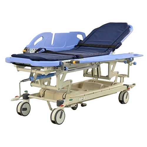 Surgical Instrument Multifunction Manual Patient Transport Stretcher with Rotating Guardrai