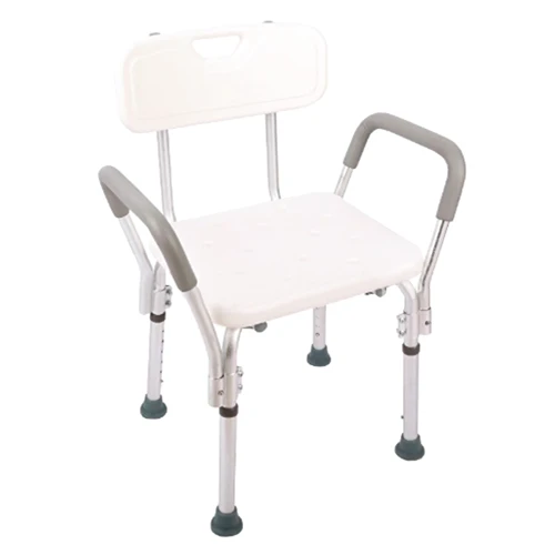 Waterproof and Anti-slip Portable Shower Chair with Adjustable Height, Aluminum Shower Chair for the Disabled and the Elderly