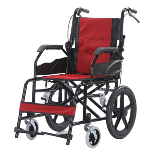 20 Inch Wheelchair With Foldable Backrest and Handle Brakes With Rehabilitation Medical Wheelchair