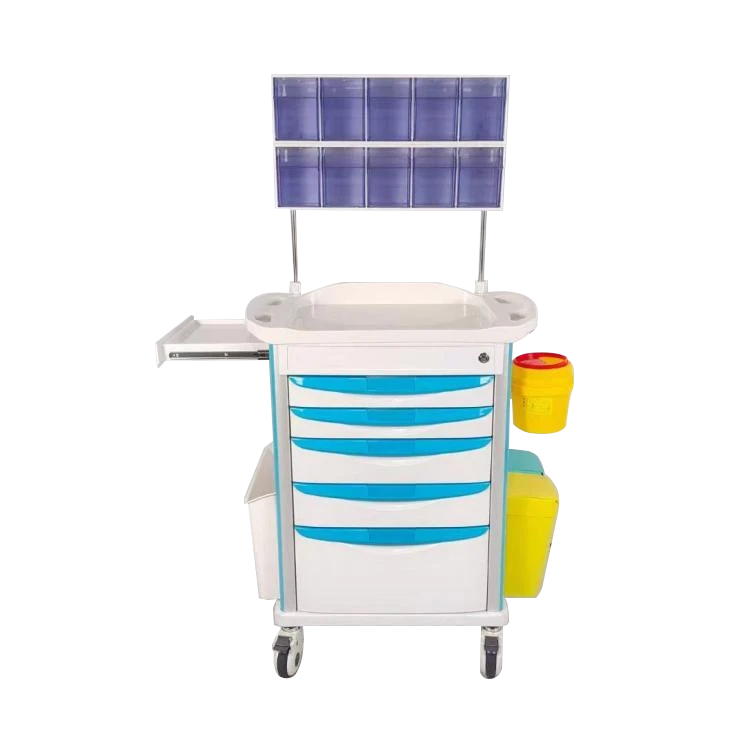 Hospital High Quality Anesthesia Trolley Clinic Mobile Anesthesia Trolley with Silent Wheels for ABS Material