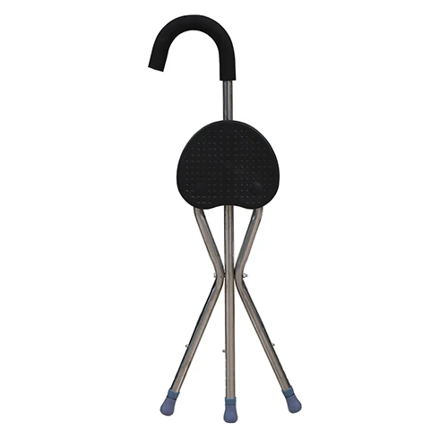 Folding Stool Elderly Three Legged Canes Walking Stick with Chair Seat