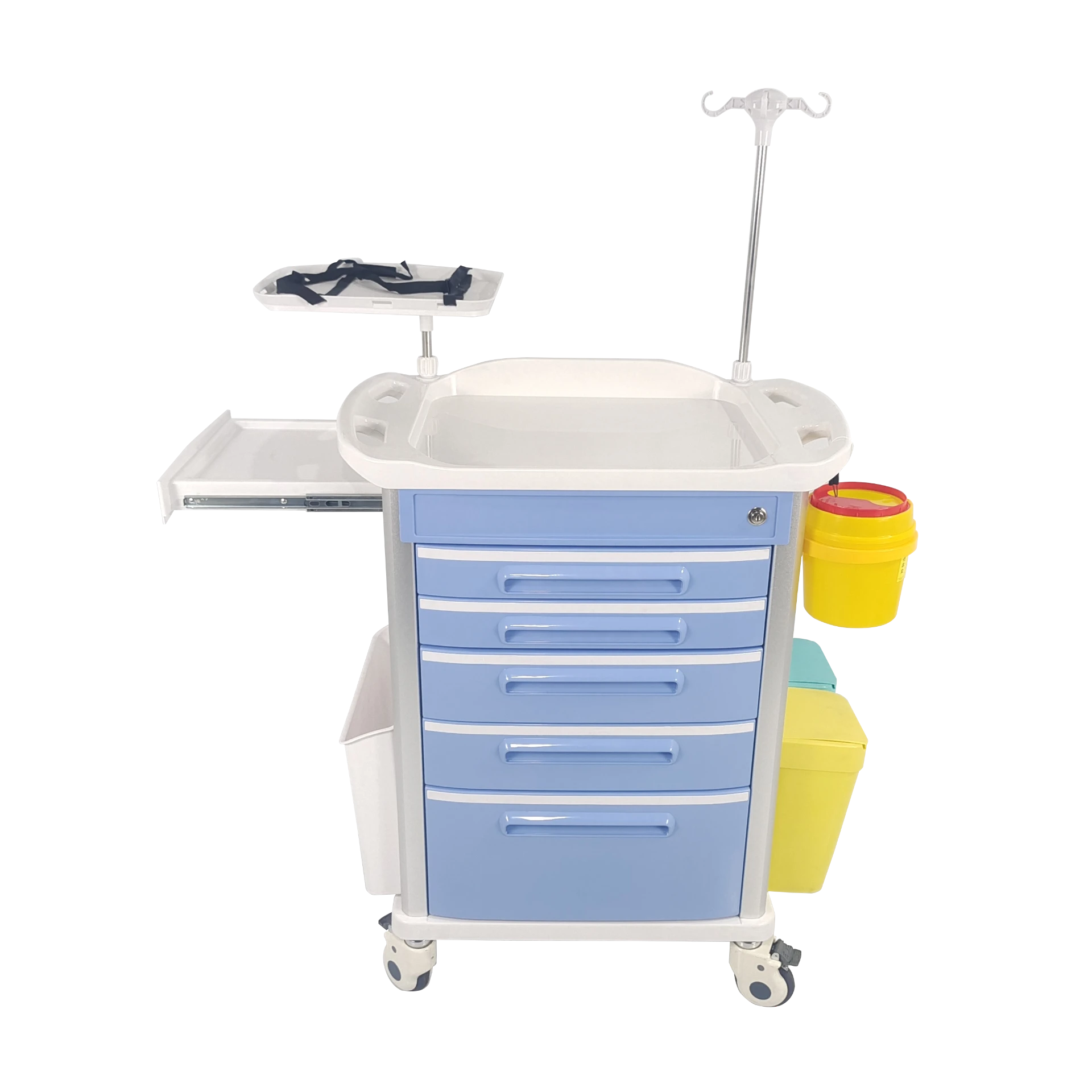 Fashion Design Medical Emergency Trolley with Wheels Made of Plastic and Metal