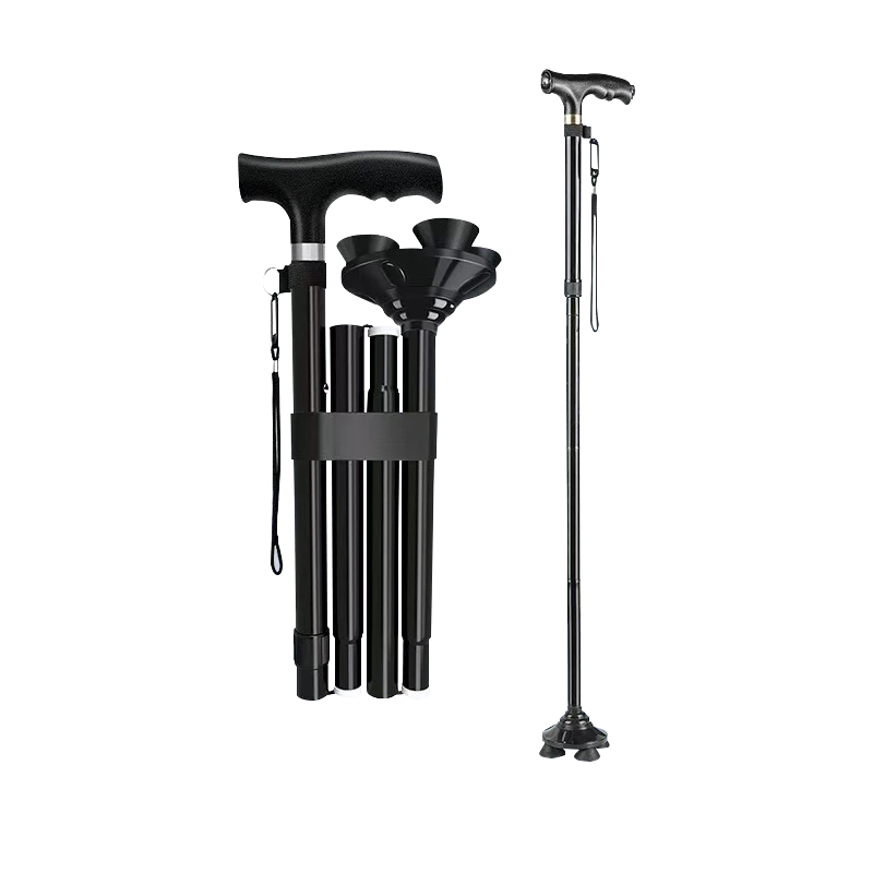 Collapsible Telescopic Ergonomic Walking Stick With Light Adjustable Height Walking Cane for Outdoor