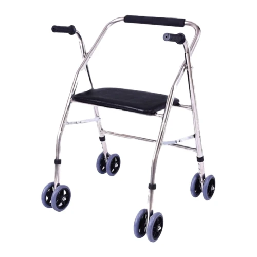 High Quality Foldable Medical Rehabilitation Stainless Steel Rollator Walker with Brake and Seat, Home Health Rollator Walker