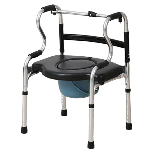 Folding Walker - One-Button Fold, Dual Modes, Toilet Seat Cushion, Shower/Toilet Use, CE Certified