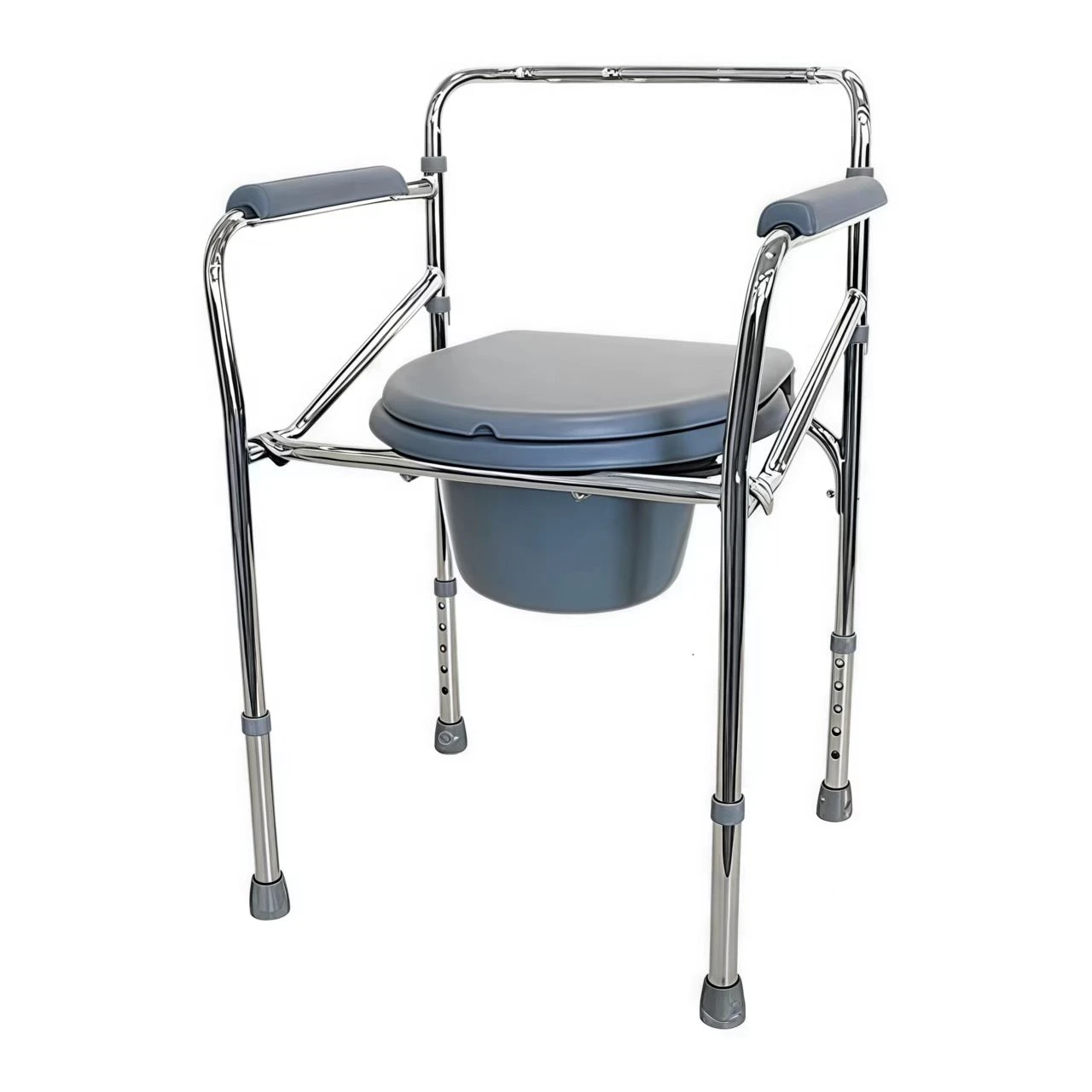 Disabled Elderly Folding Portable Height Adjustable Electroplating Commode Toilet Chair