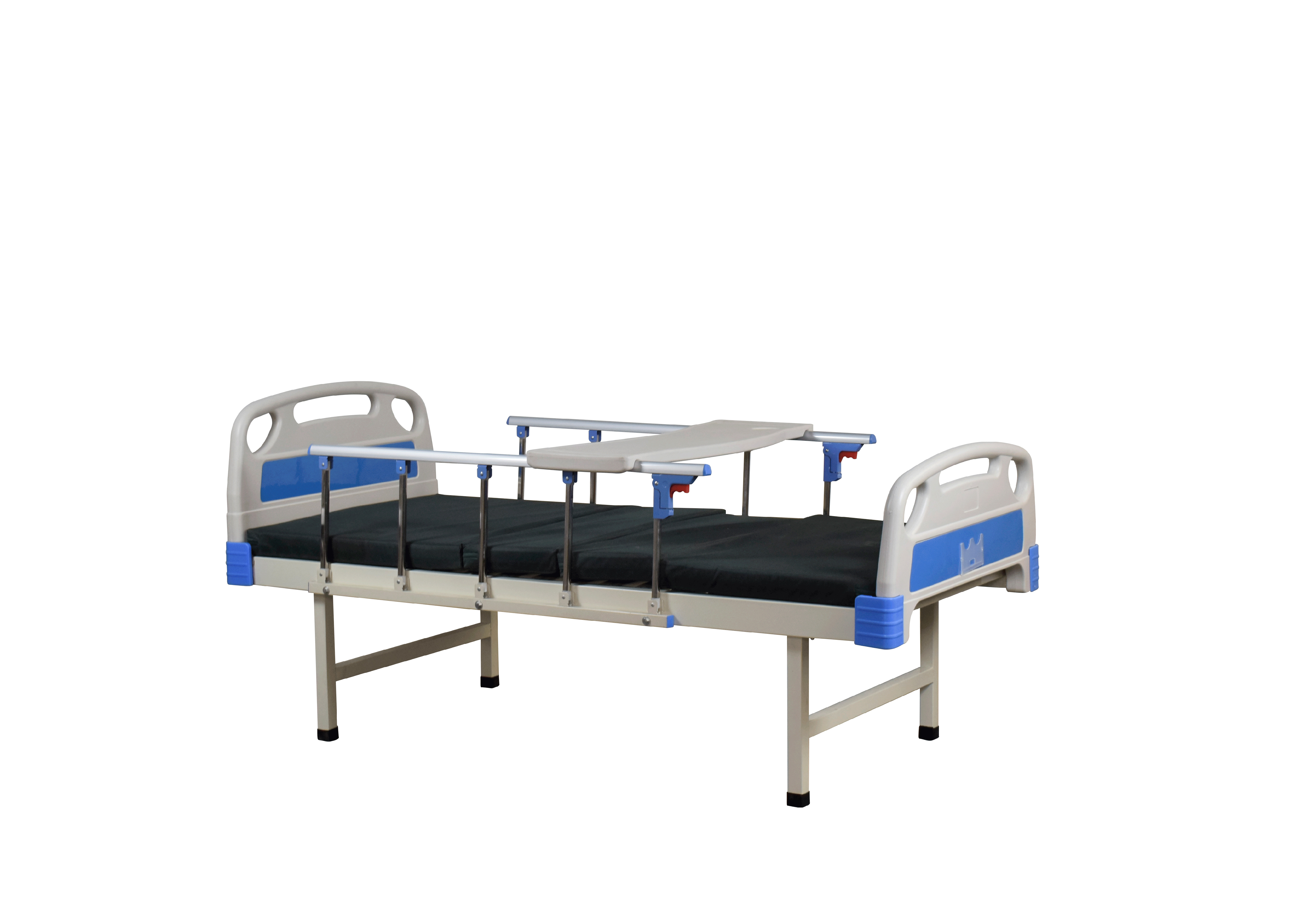 Mechanical hospital bed Medical flat bed with side rails and ABS bed board