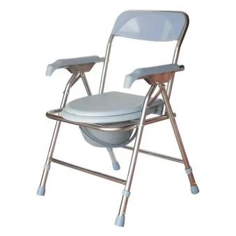 Portable Stainless Steel Folding Commode Chair with Backrest Medical Commode Toilet for Elderly Bathroom Safety Equipment