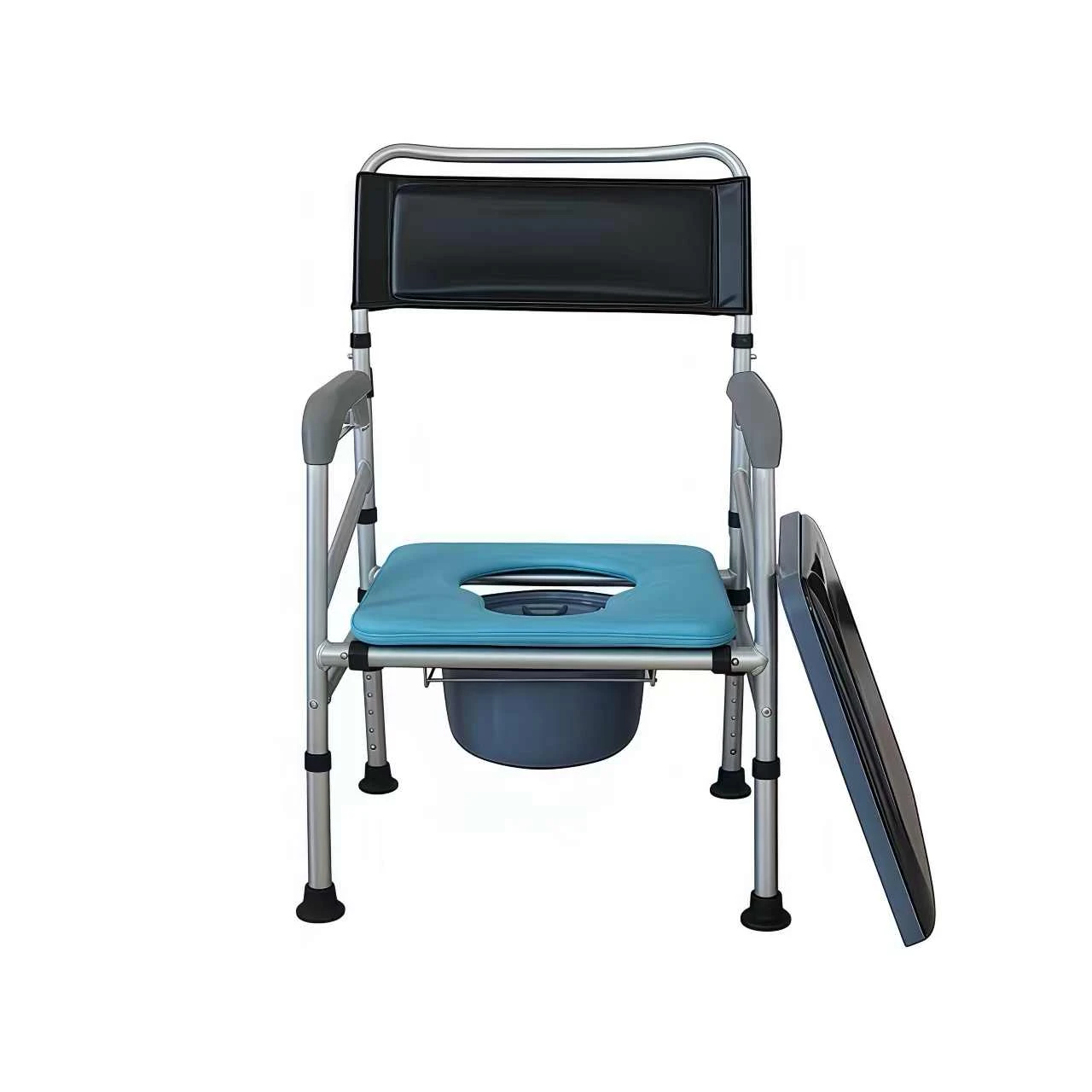 Adjustable Height Folding Commode Chair Aluminum Alloy Multifunctional Toilet Seat Bath Chair