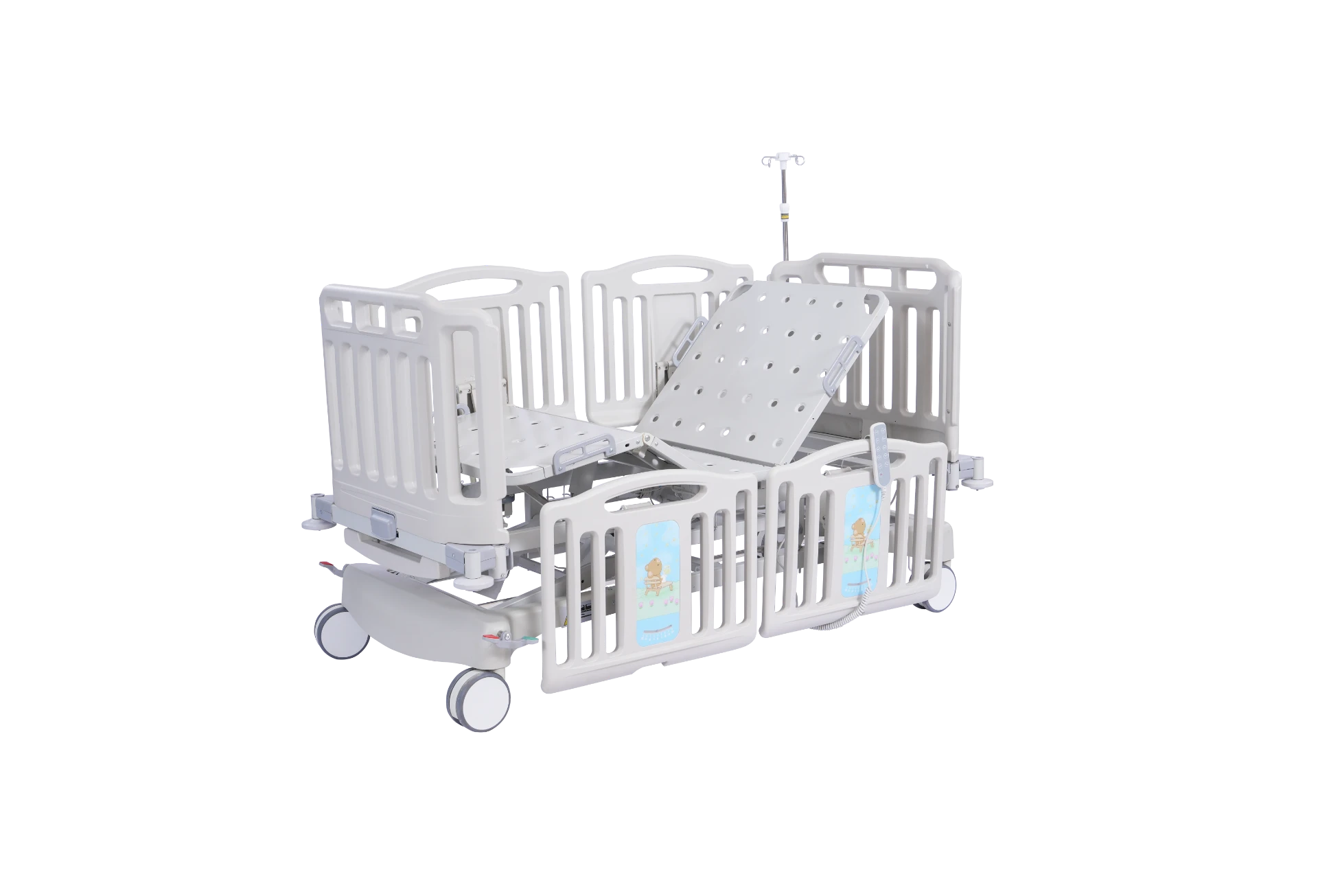 Adjustable Manual Child Hospital Bed Pediatric Nursing Bed with ABS Side Rails and Medical Grade Casters for Kids Ward