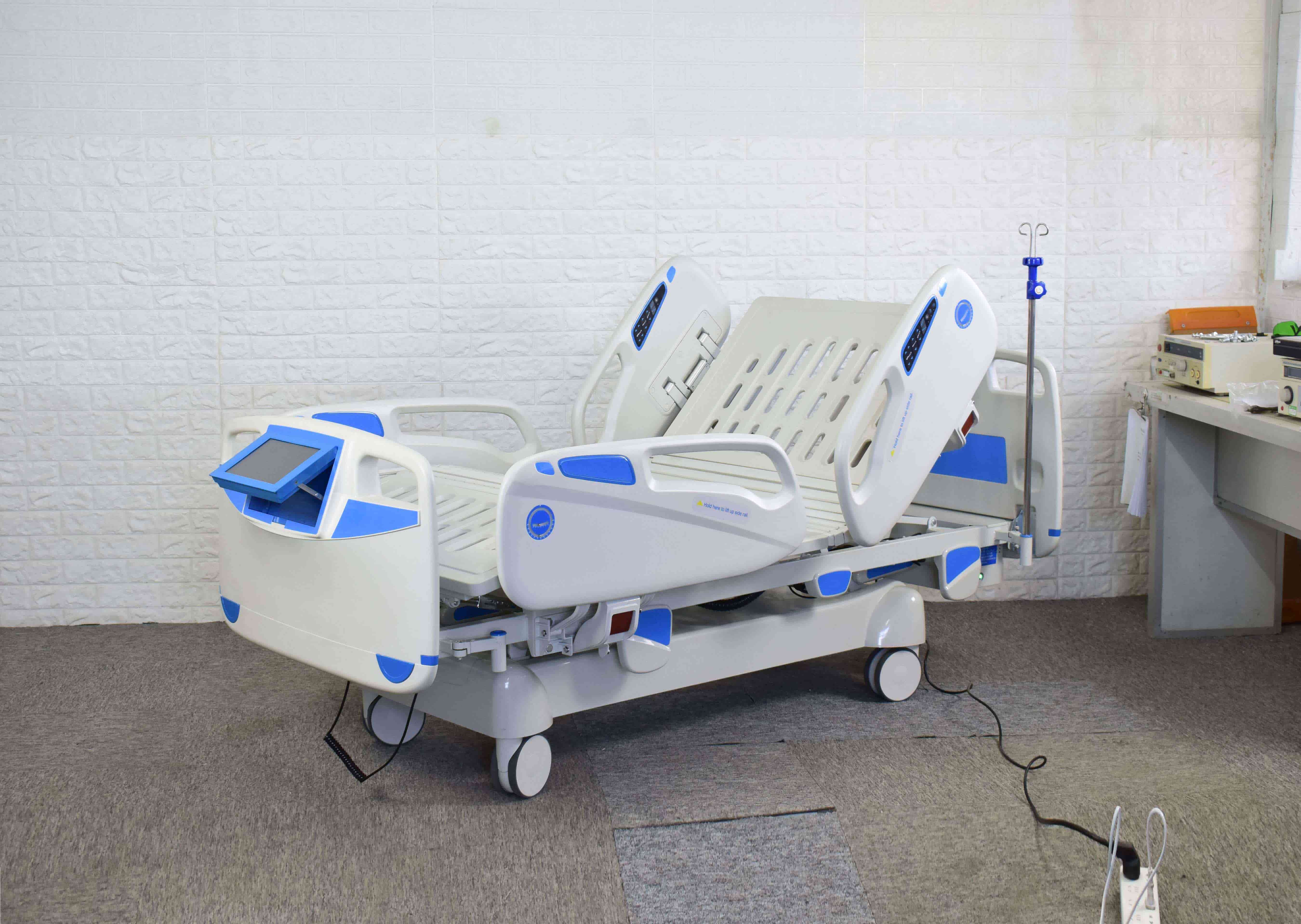 Hospital Cot: Adjustable, Durable, with Rails & Wheels