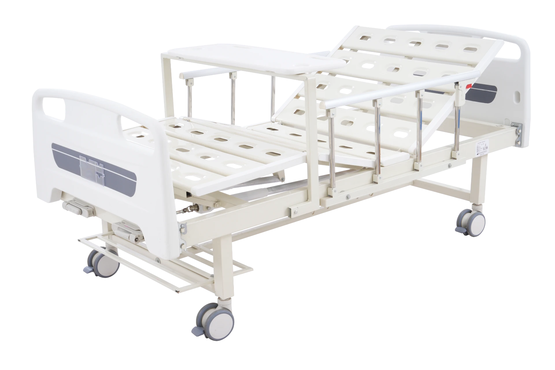 Manual Dual-Function Standard Bed Headboard with Gray Perforated Bar Panel Bed Surface