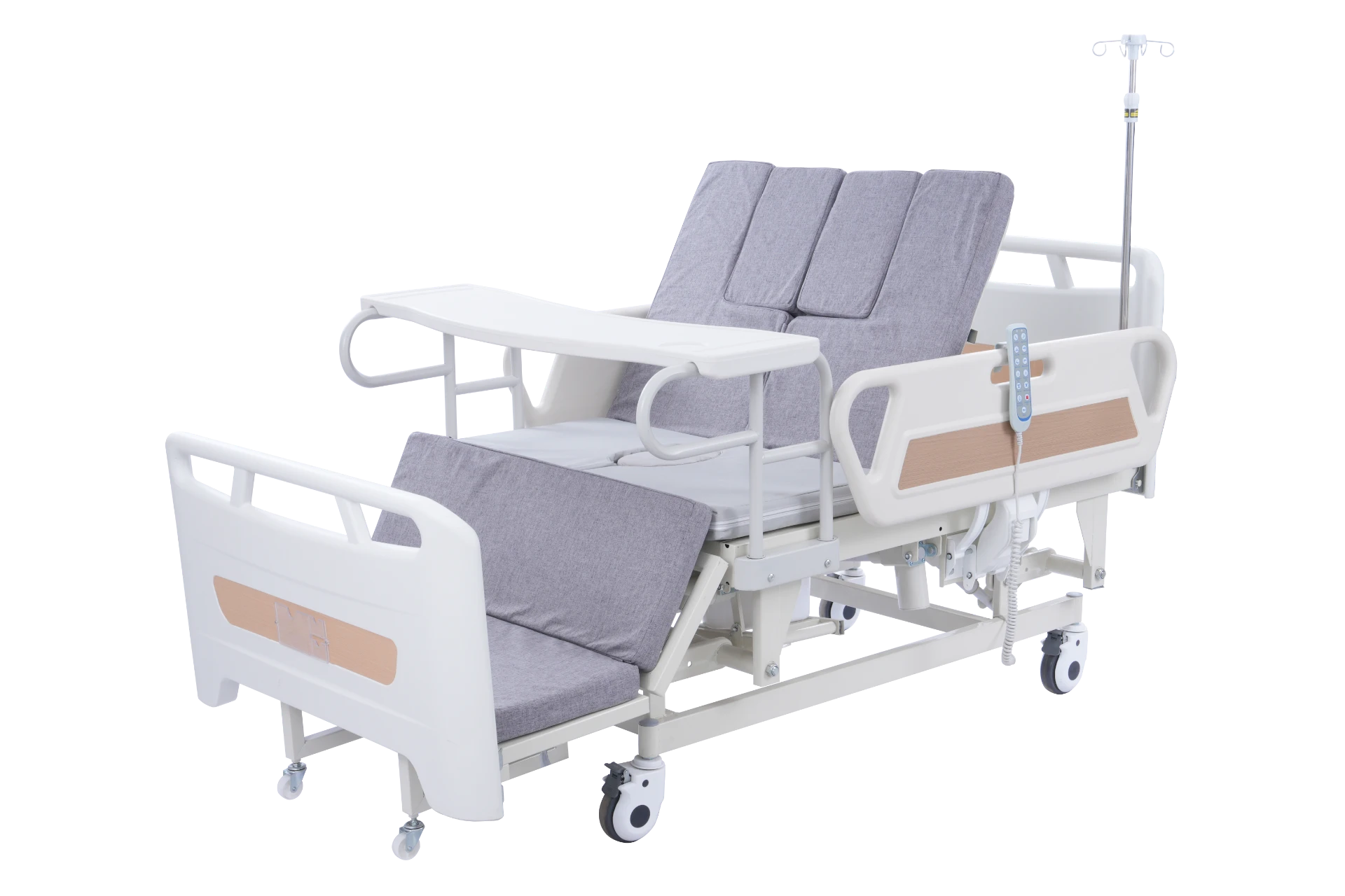 Square Headboard Home Care Bed in Full Curved Wood Grain Finish