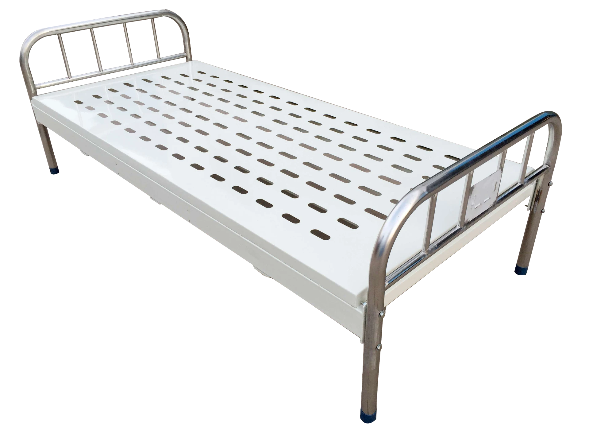Iron Bed with Punching Pattern Flat Surface and Iron Headboard