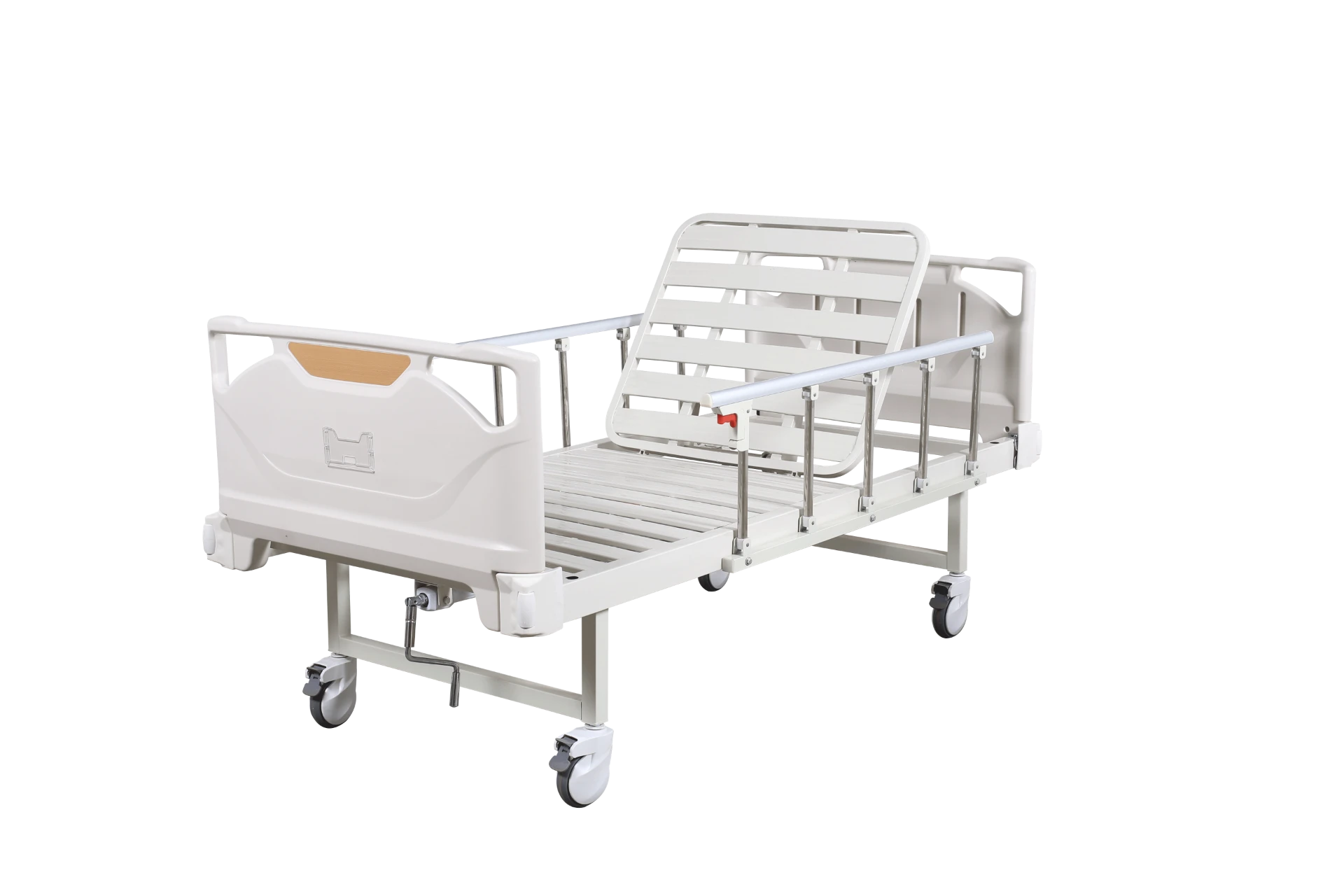 Manual Single-Function Hospital Bed with Square Headboard, Headboard Panel, and Single-Side Casters