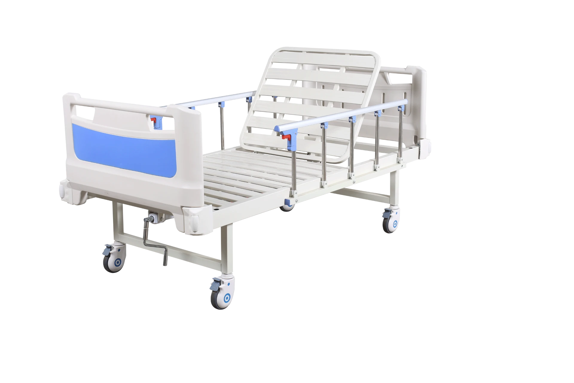 Square Headboard with Blue Stainless Steel Hand Crank for Manual Operation