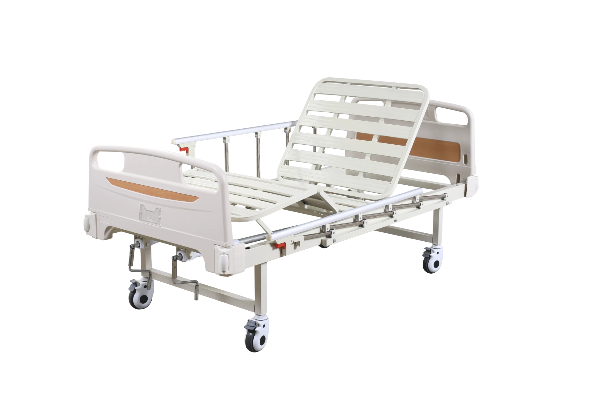 Manual Dual-Function Bar Panel Bed Top with Stainless Steel Handle in Wood Grain Finish