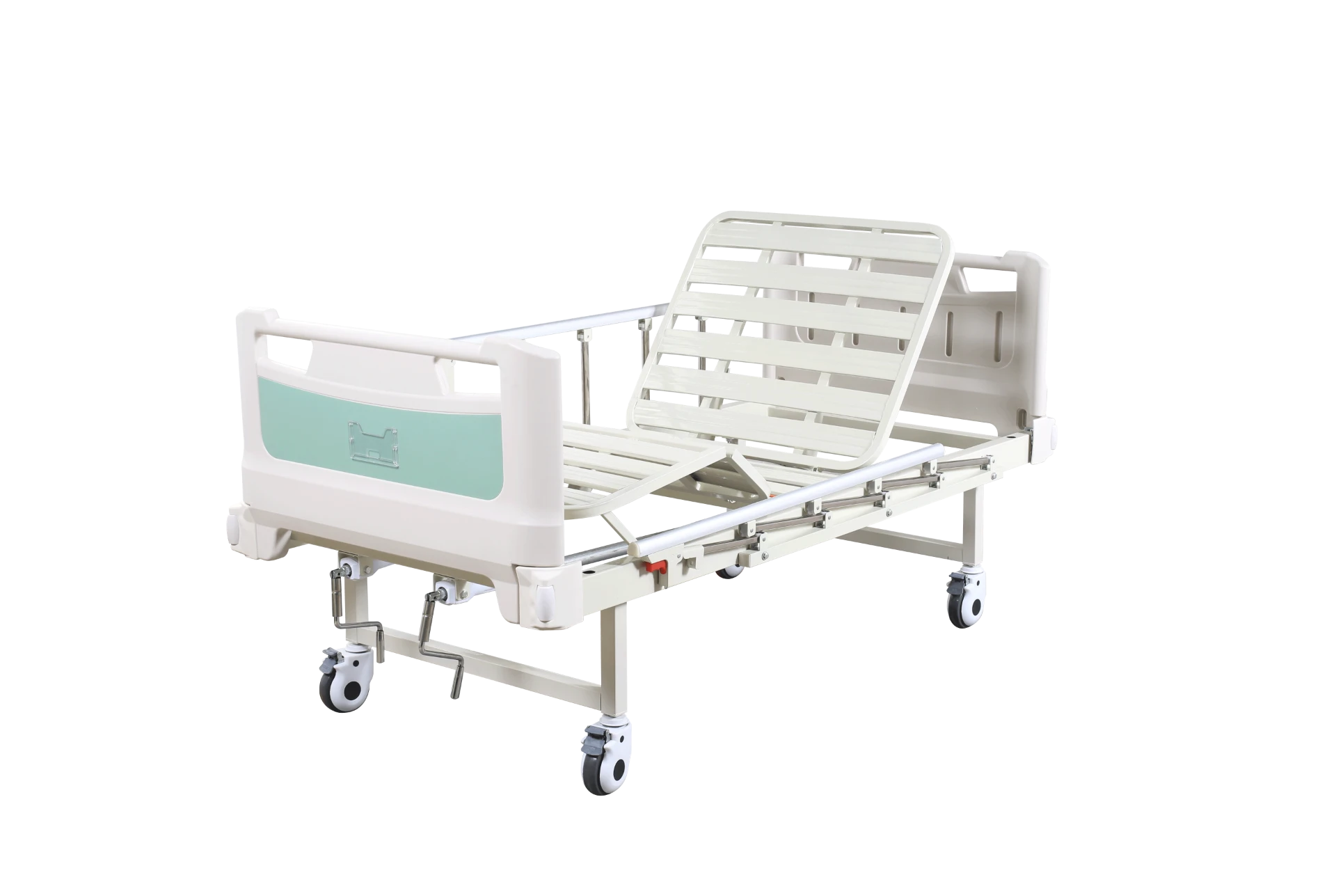 Manual Two-Function Bar Panel Bed with Green Square Headboard