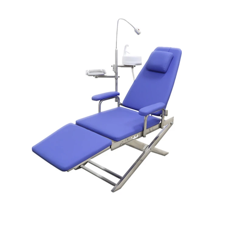 Clinic Treatment Chair Mobile Dental Folding Chair With LED Light Tray Spittoon