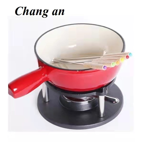 Enameled Cast Iron Fondue Set