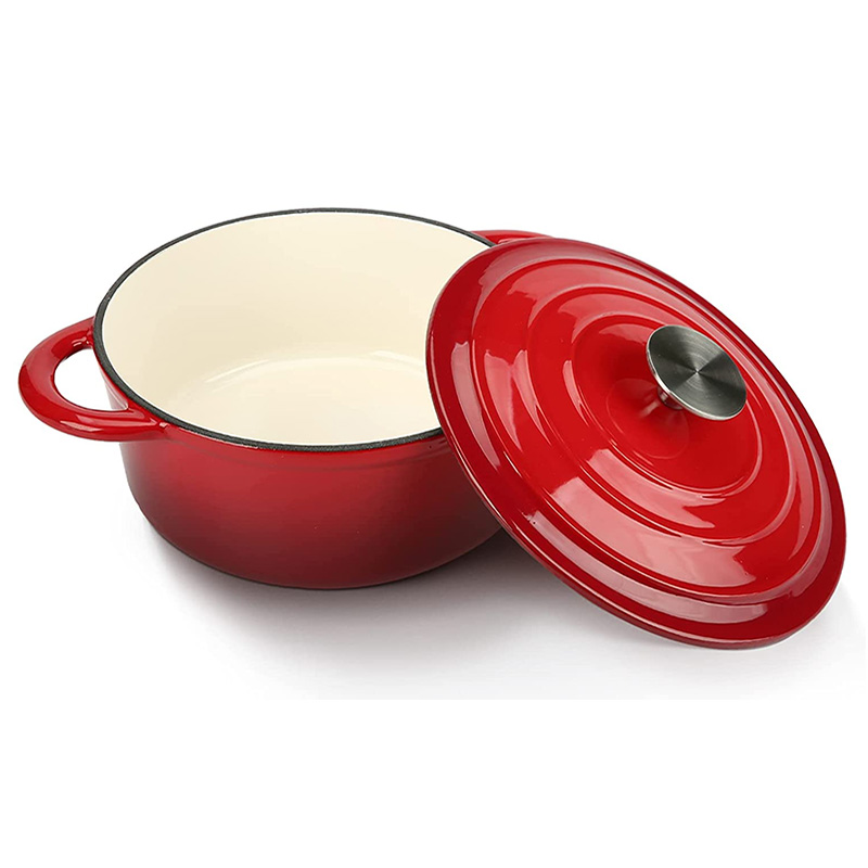 3 QT Cast Iron Dutch Oven, Enamel Round Dutch Oven Pot with Lid