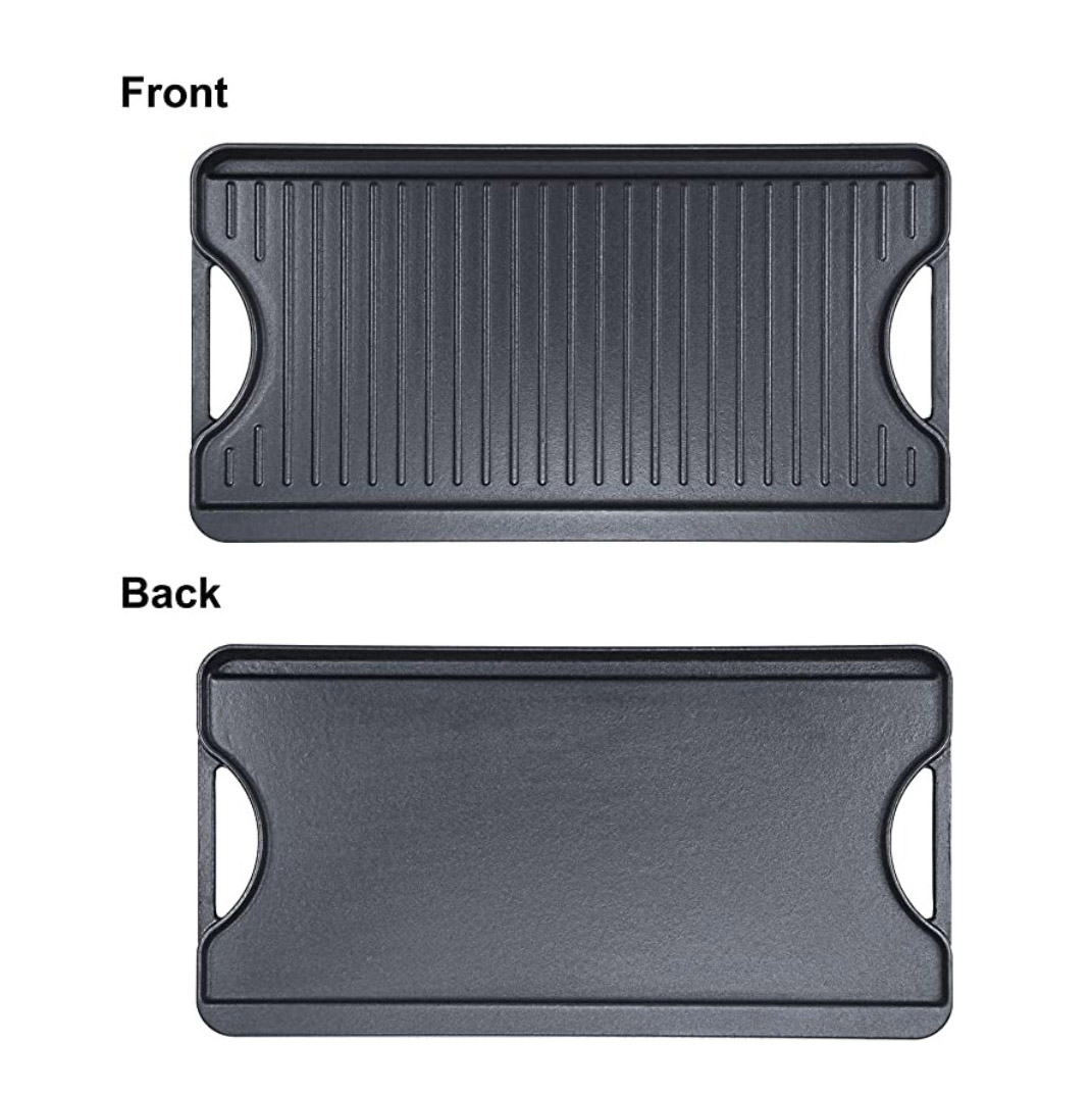 Pre-Seasoned Cast Iron Reversible Grill,  Griddle With Handles, 20 Inch x 10.5 Inch