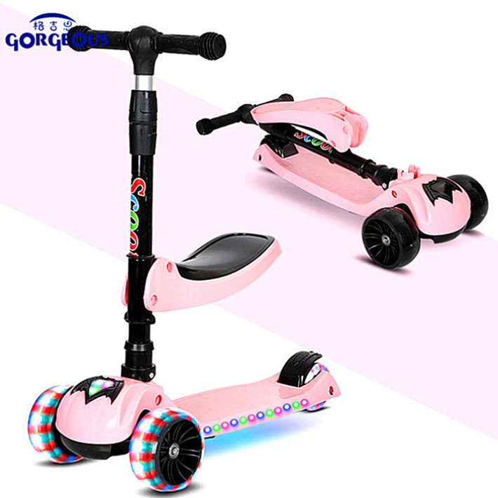 New Model Foldable Adjustable Flashing Wheel Child Scooter For Kids With Led Light