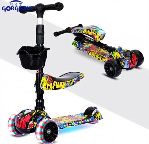 Customized Logo flashing wheel scooter widen pedal kids kick scooter