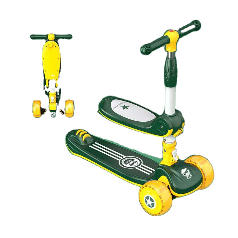 Custom cheap outdoor toys foldable 3 wheels pedal kids scooter with seat