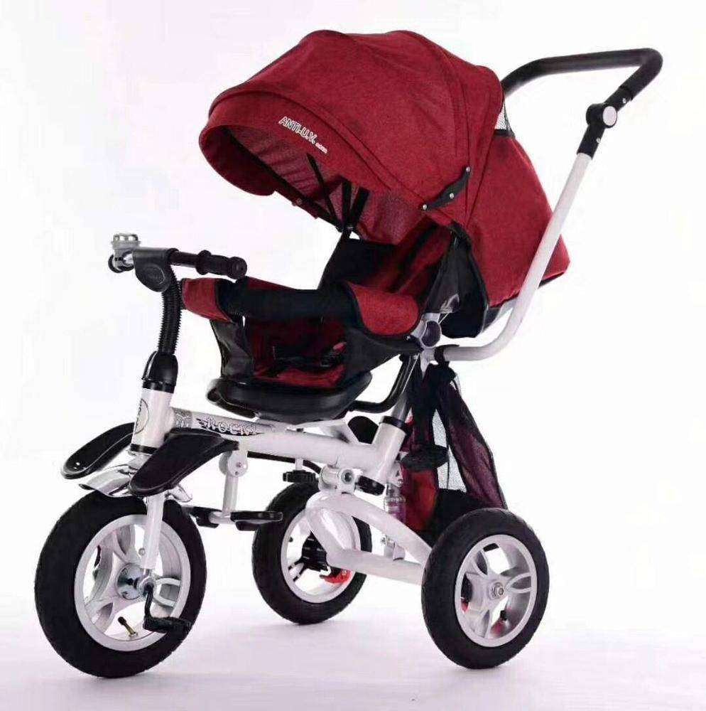 European standard inflatable Air tire 10 inch baby pram tricycle /kids pedal trike with wagon / children’s tricycle
