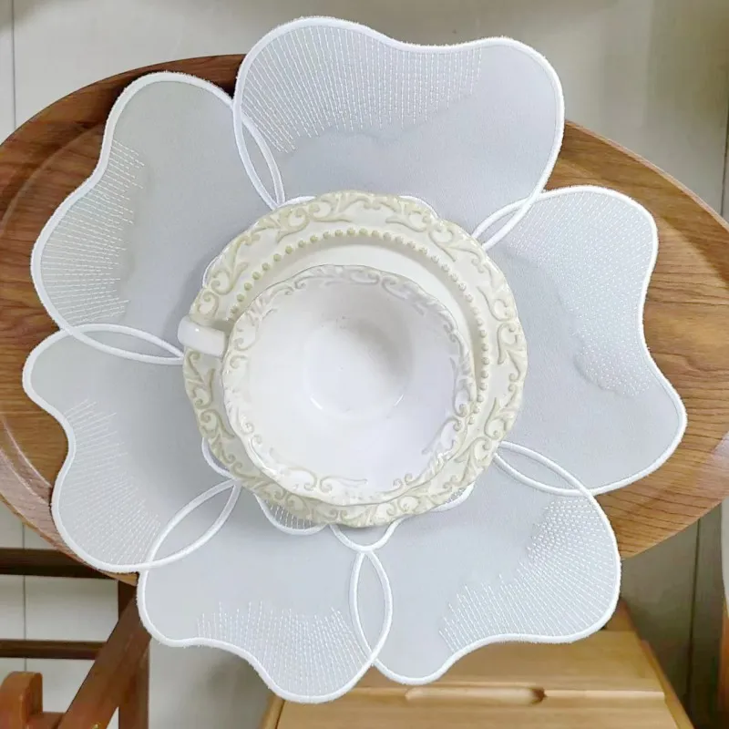 Placemat Embroidery Flowers & Cotton Napkins White Tablecloth Set Custom Design Embroidery Set For Hotel Restaurant & Home