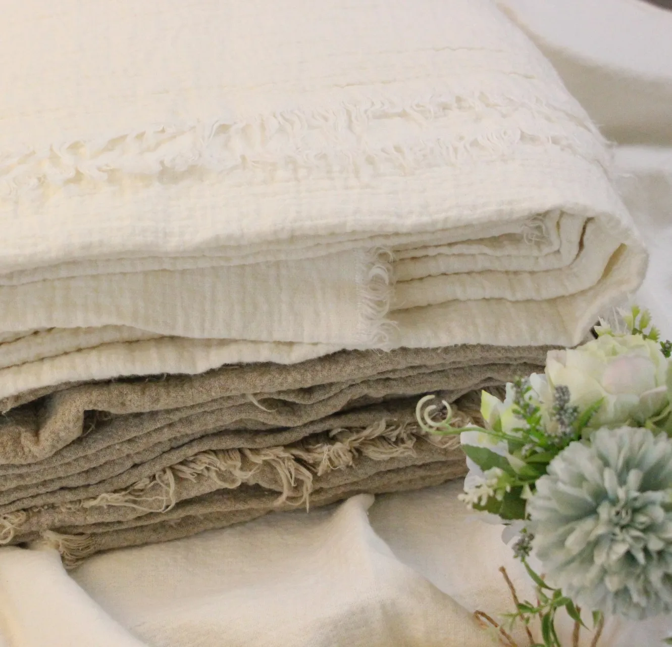beige linen napkin
