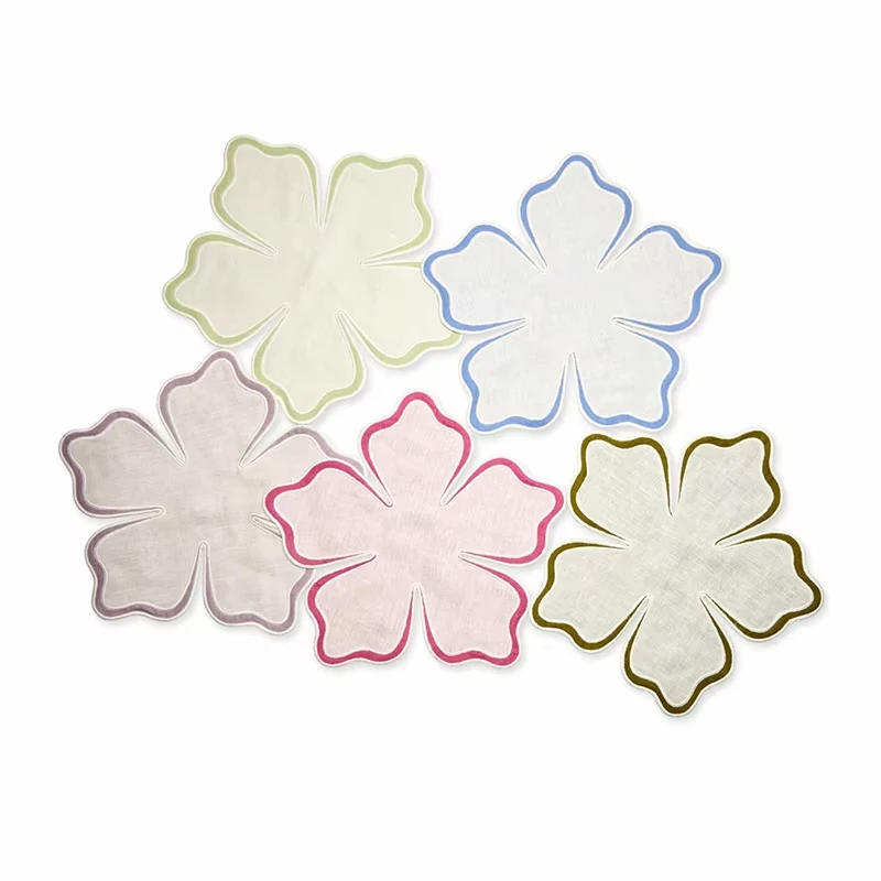 Customized Pink Cocktail Napkin for Weddings Embroidery Design Party Tableware & Table Decorations