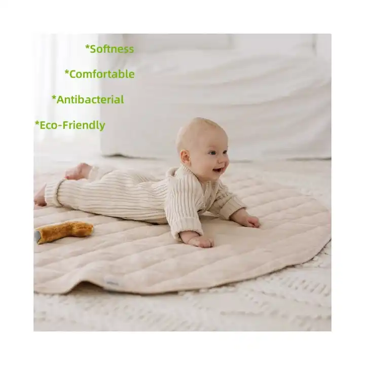 custom christmas print French Linen Soft Quilting Baby Play Mat 100% Linen Kids Gym Mat
