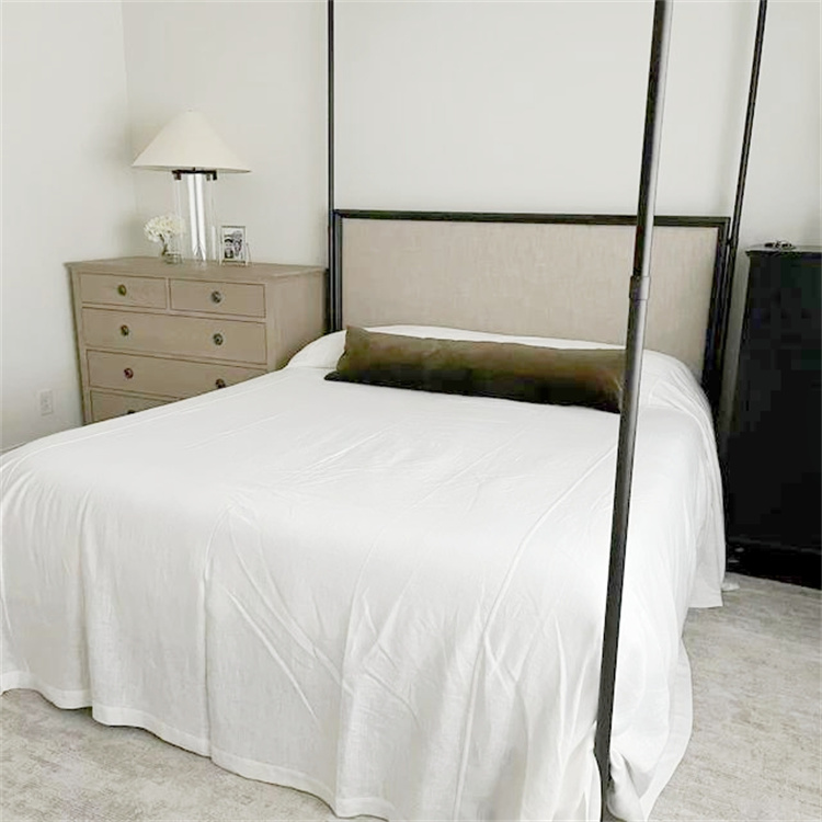 Five Star Hotel white bedding set 100% linen bed sheet set bed linen