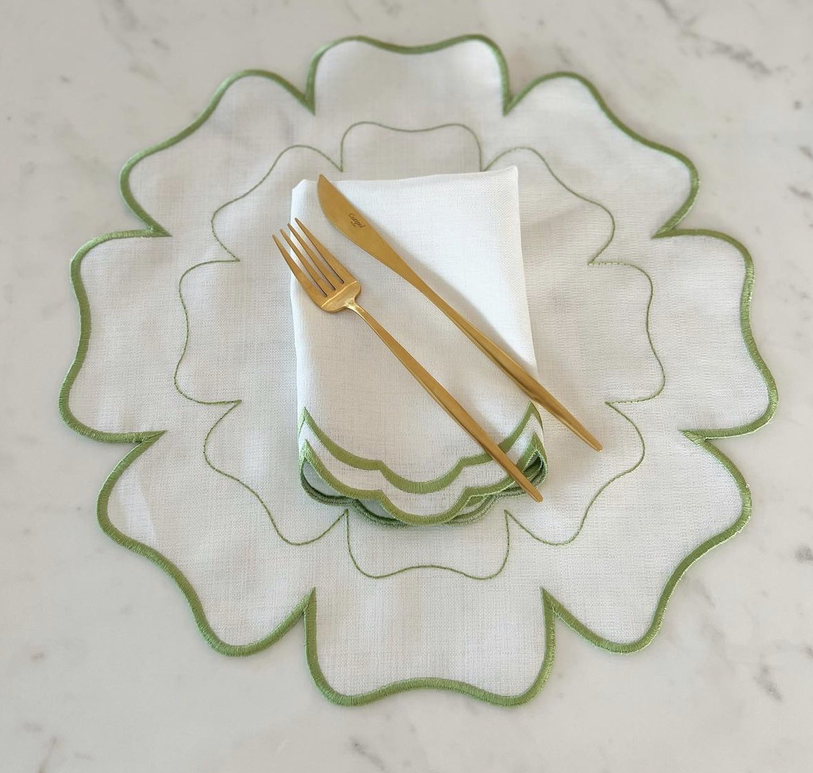 Factory Supply Natural Scalloped cloth cocktail napkins 100% pure linen cutwork cocktail napkin