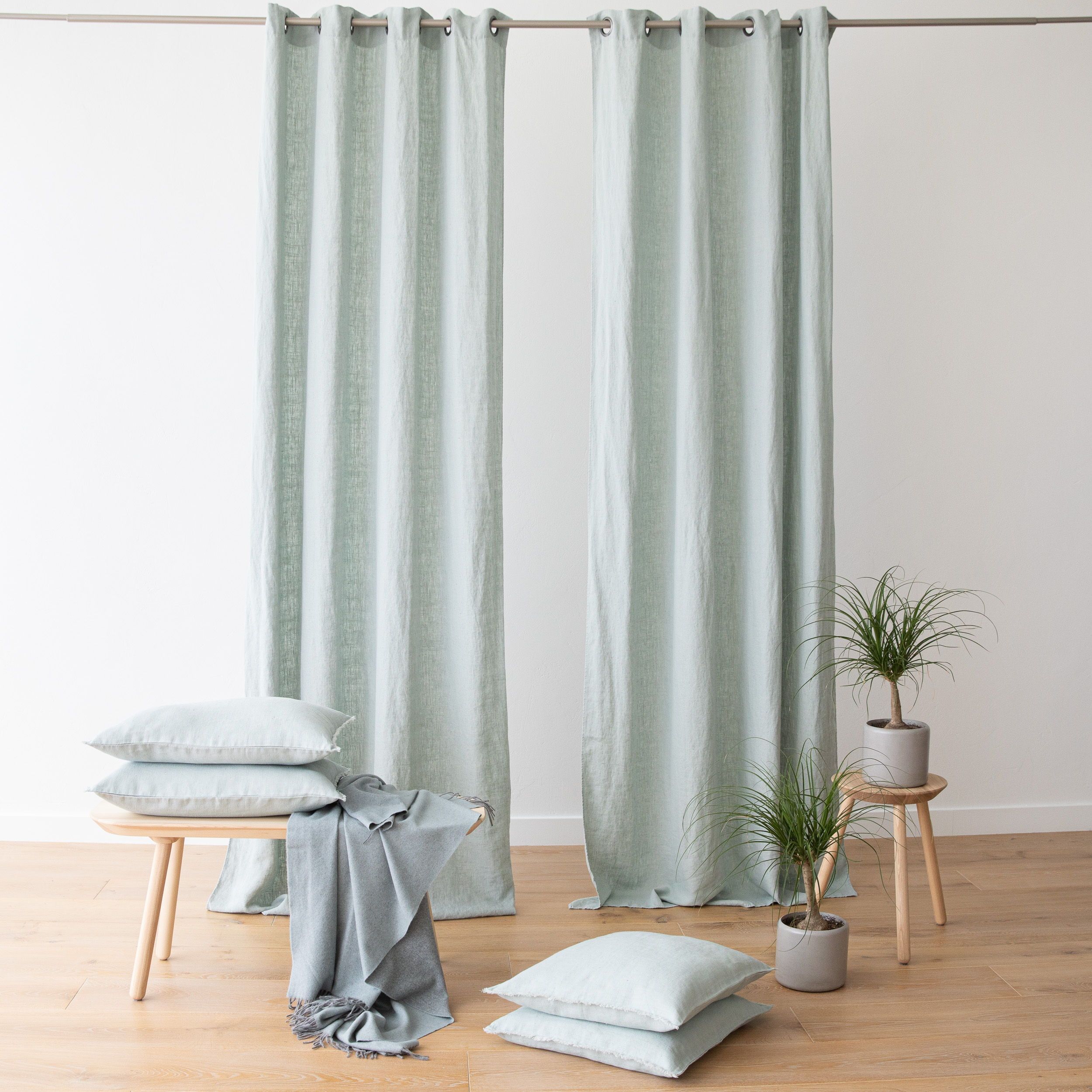 Wholesale 100% French Natural Flax Linen Sheer Custom Window Linen Curtains